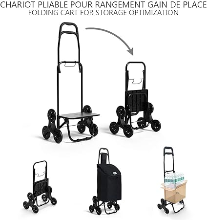 VOUNOT Folding Shopping Trolley on 6 Wheels Oxford Black