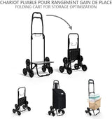 VOUNOT Folding Shopping Trolley on 6 Wheels Oxford Black