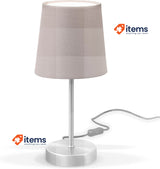 B.K.Licht - Bedside Lamp with Cable Switch, E14 Socket, Fabric Lampshade