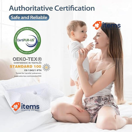HOMCA Ergonomic Cervical Pillow Memory Shape Pillow, Orthopedic Neck Support