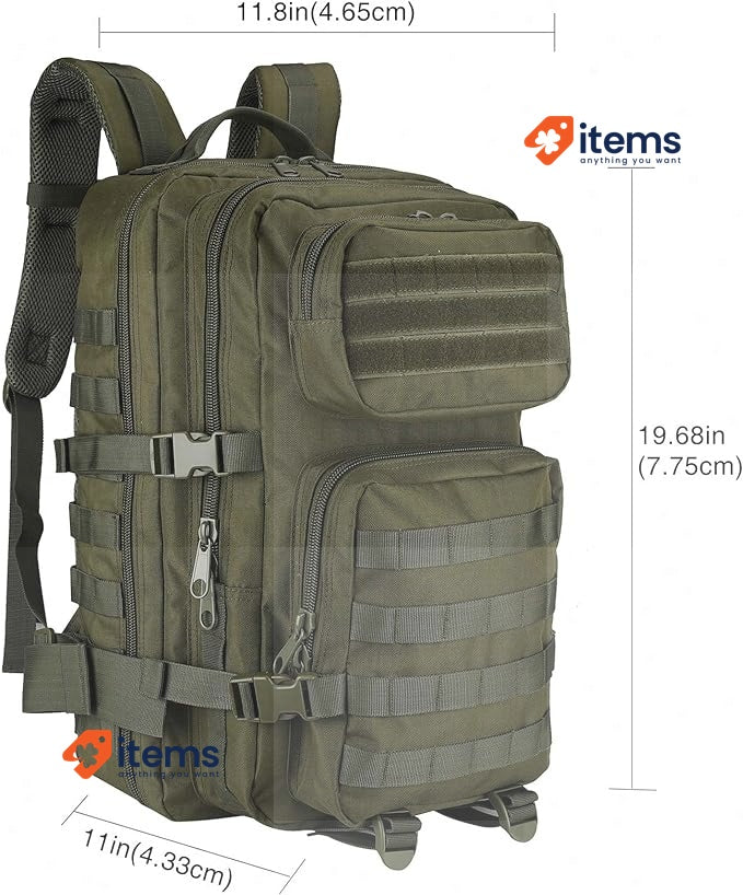 ProCase Military Tactical Backpack, 40L Large Capacity 3-Day Assault Pack Bug