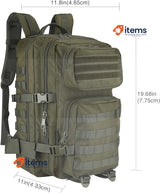 ProCase Military Tactical Backpack, 40L Large Capacity 3-Day Assault Pack Bug