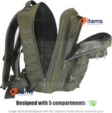 ProCase Military Tactical Backpack, 40L Large Capacity 3-Day Assault Pack Bug
