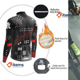 NUNOMO Men's Cycling Clothing Fleece Cycling Jersey Set 9D Black Large