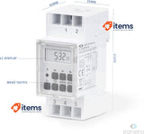 Sonero Digital Timer for DIN Rails, Plastic Metal, White, 3600 W For Indoor Use