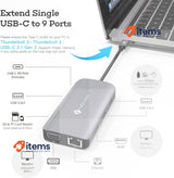 NOVOO 9 in1 USB Hub Multiport Adapter HDMI Ethernet C 4K VGA Ports SD/TF PD 100W