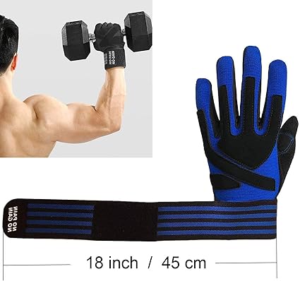 Long Fitness Gloves For Men And Woman Blue Size M