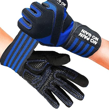 Long Fitness Gloves For Men And Woman Blue Size M