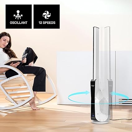 Taurus Babel Invisible Tower Slim Fan 40" 12 Speed, 3 Modes White