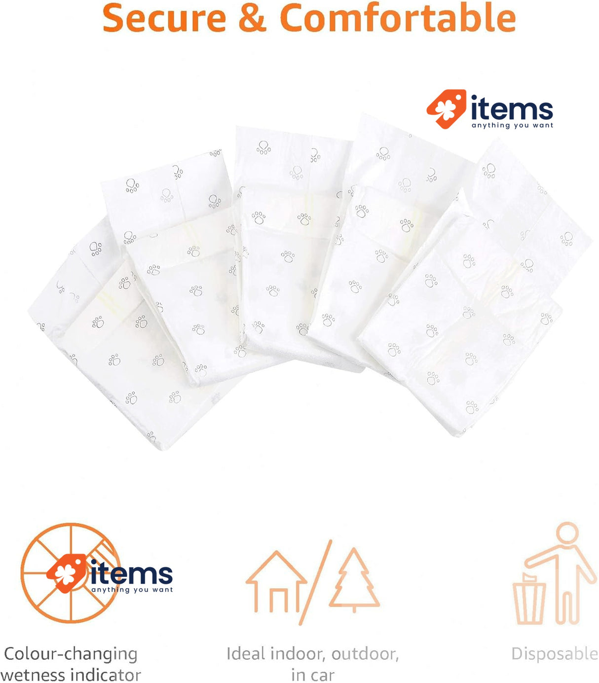 Amazon Basics Male Dog Wrap, Disposable Nappies – L, Pack of 50, White