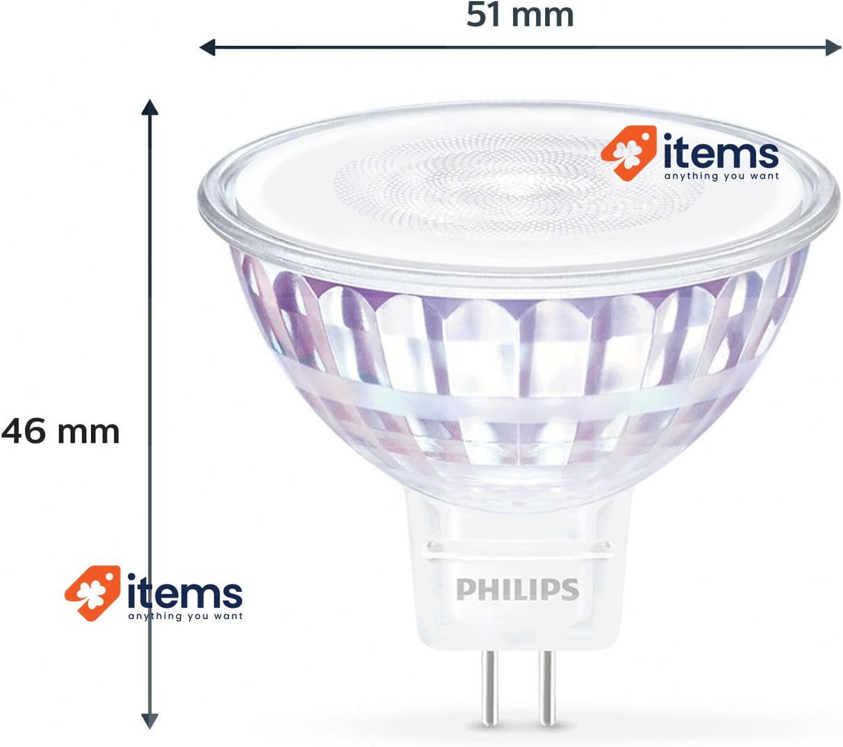 Philips LED Light Spot [GU5.3 MR16] 7W - 50W, Warm White 2700K, 36D Silver