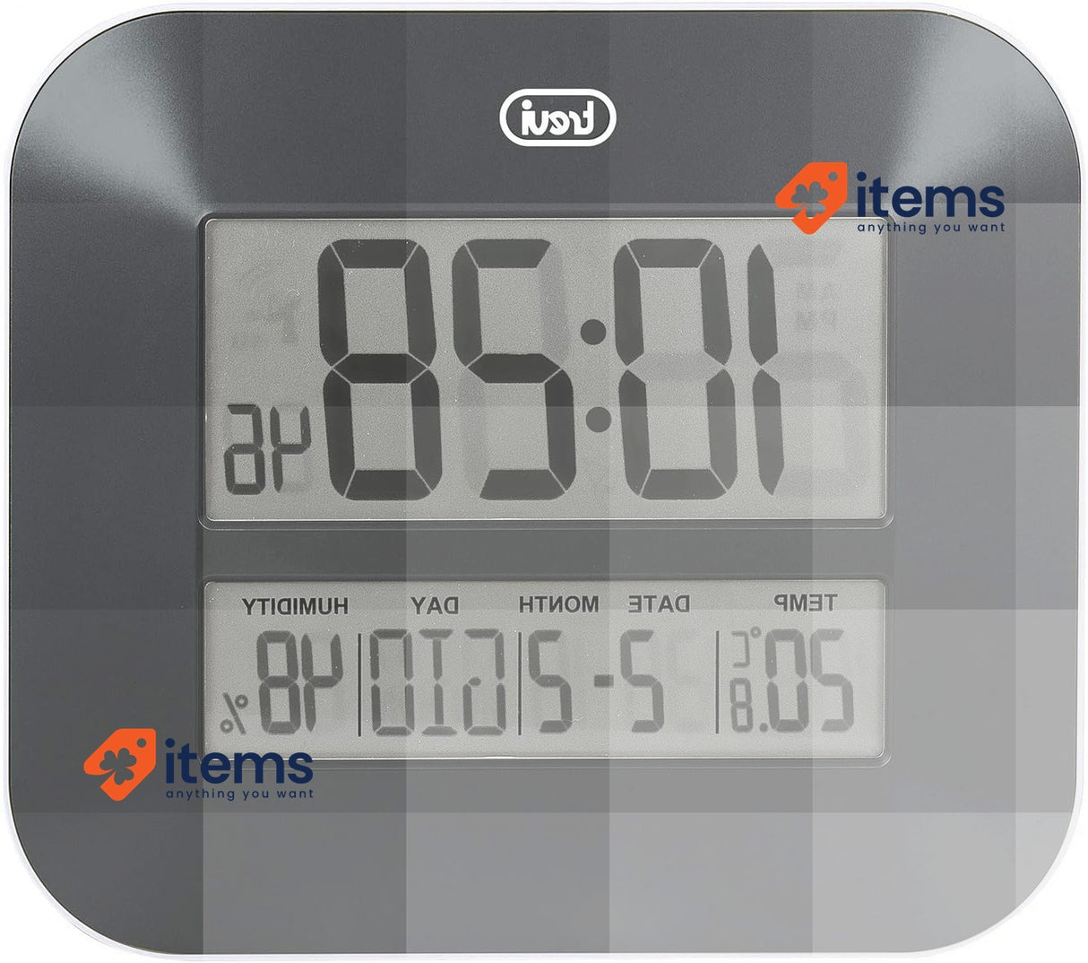 Trevi Digital Clock With Large LCD 3520 Black OM D Wall Display Thermometer
