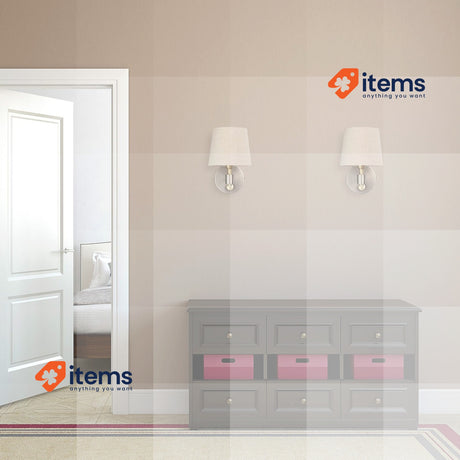 Relaxdays Wall Lamp Dimmable Light Fabric Shade E14 23x15x21cm Beige/Silver Iron