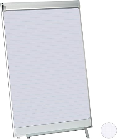 Relaxdays Flipchart, Lined Presentation Paper Roll, Pad of 50 Sheets White