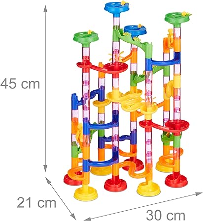 Relaxdays 10031064 Marble Run 120-Piece Starter Set for 3 Years, Colourful