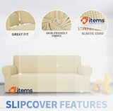 MAXIJIN Super Stretch 3 Seater Sofa Cover Beige