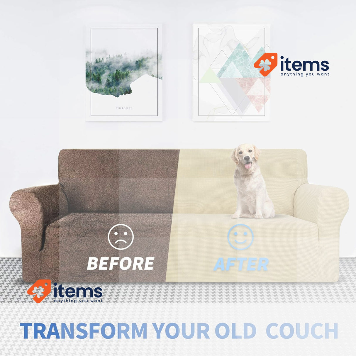 MAXIJIN Super Stretch 3 Seater Sofa Cover Beige