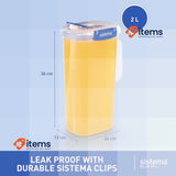 Sistema KLIP IT Plus Leakproof Juice Jug | 2 L | Airtight Plastic Jug for water