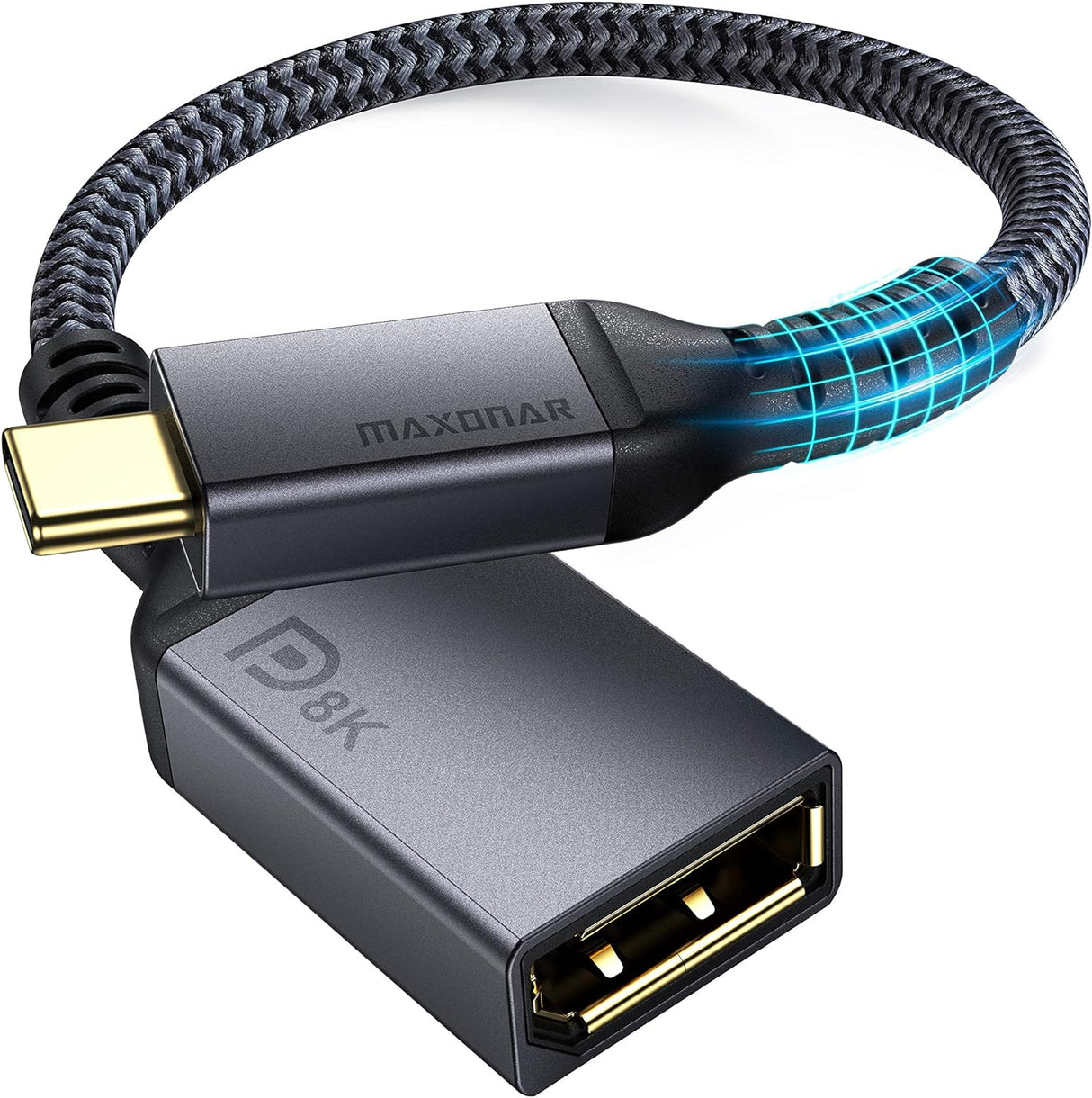 Maxonar USB C to DisplayPort Adapter 8K@60Hz DP1.4 4K@60Hz Black