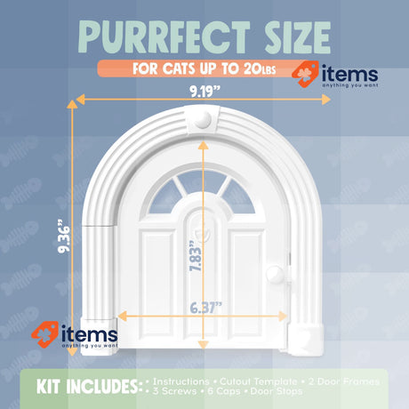 Purrfect Cat Door - No-Flap Interior Door for Cats Up to 20 lbs White
