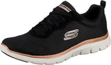 Skechers Women's Flex Appeal 4.0 Sneaker Black Mesh Rose Gold Trim 41 EU