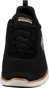 Skechers Women's Flex Appeal 4.0 Sneaker Black Mesh Rose Gold Trim 41 EU