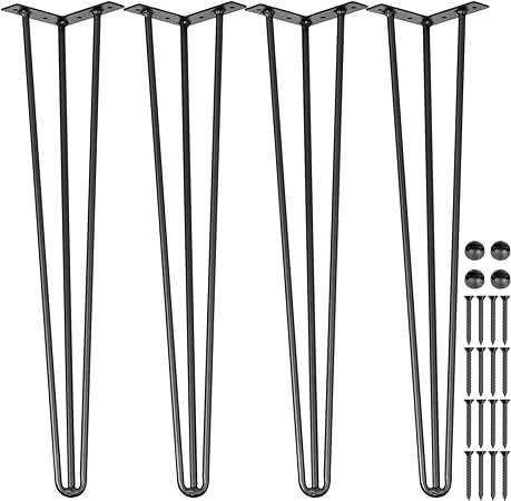 Happybuy Hairpin Table Legs 30 in Black Set of 4 Desk Legs Each 220lbs Black