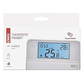 Emos Digital Room Thermostat with OpenTherm Support White, 12.6 x 8.4 x 2.6 cm