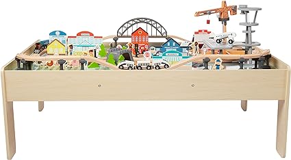 Amazon Basics 120-piece Train Set and Table-kids Gift for Age 3Y+, Multi