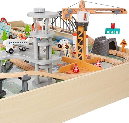 Amazon Basics 120-piece Train Set and Table-kids Gift for Age 3Y+, Multi