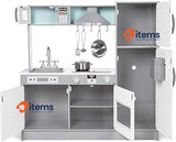 Amazon Basics Kids Upright Kitchen Toy Playset with Accessories White & Gray