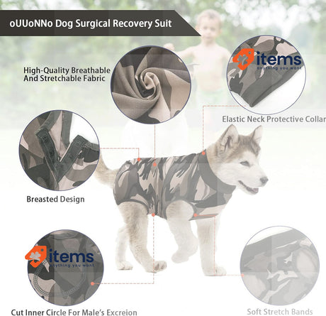oUUoNNo Recovery Suits For Dogs - Fo XXXL Cats Surgical Suit Female Male Wounds