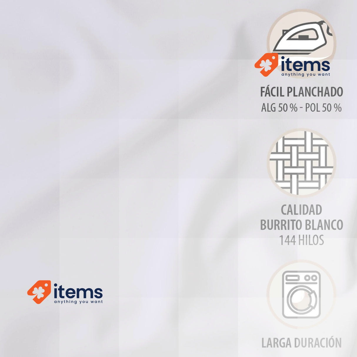 BURRITO BLANCO T1201 Grey Mix T12 Cotton Duvet Cover Set Width 135 cm