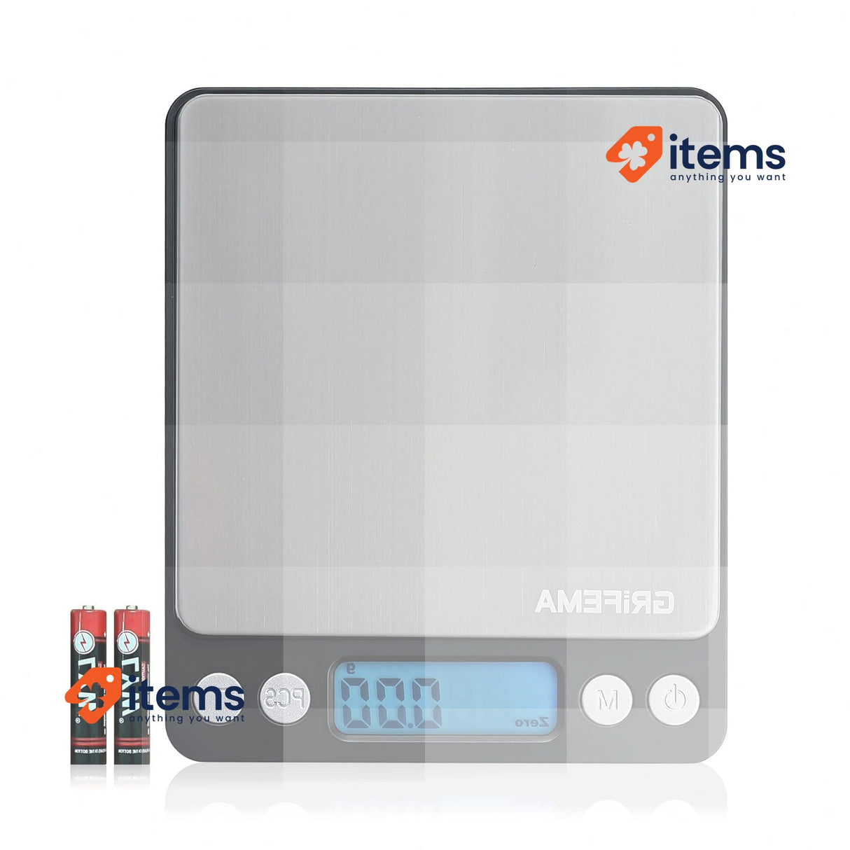 GRIFEMA GA2003 Digital Kitchen Scales with Trays, 500g Silver