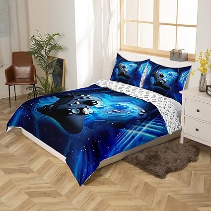 Homewish Gaming Bedding Decor Duvet Cover Set Blue 135 x 200 cm