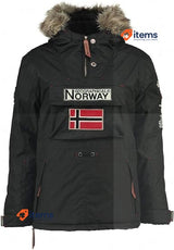 Geographical Norway Men s Boomerang Parka, Black, Size M (UK 38) Men's
