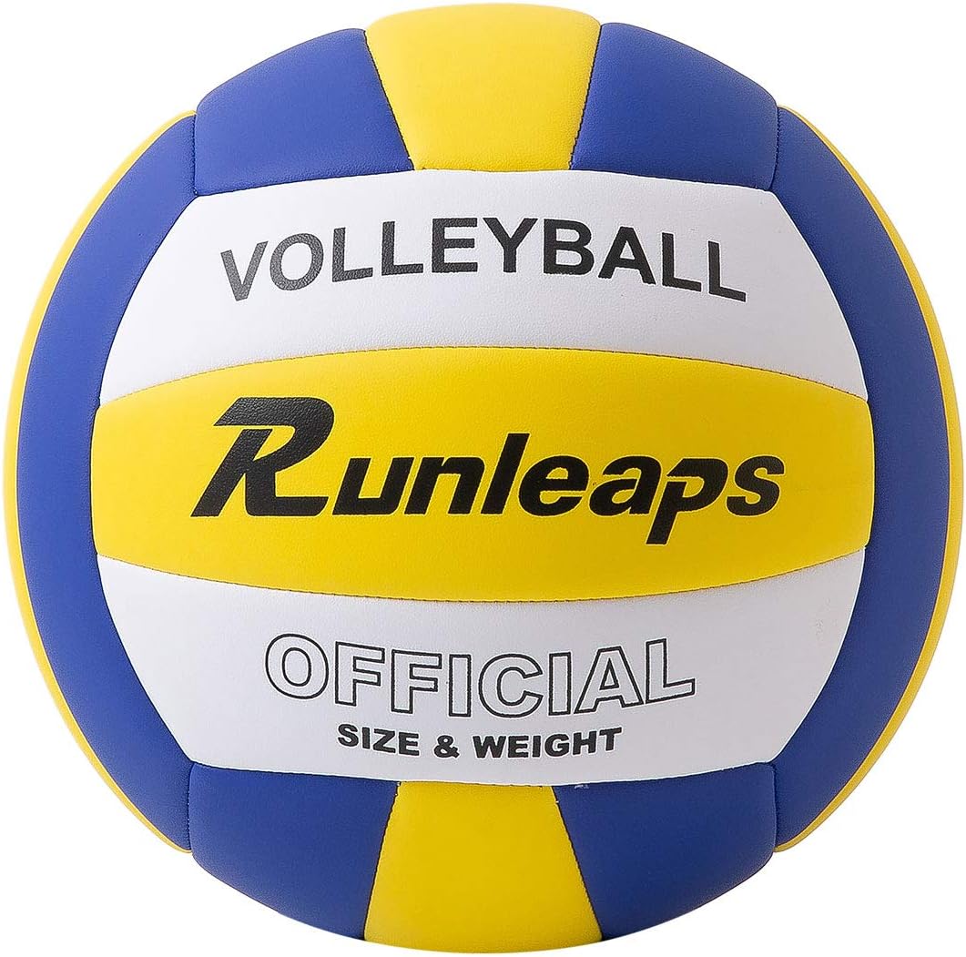 Runleaps Soft Indoor Volleyball Waterproof Blue/White/Yellow Size 5