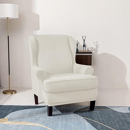 E EBETA Velvet Optic Armchair Cover, Armchair Throws White