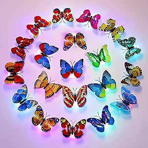 jindaaudio 3D Butterfly Stickers Decoration Led Flash Wall Sticker - 24 Pcs