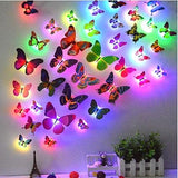 jindaaudio 3D Butterfly Stickers Decoration Led Flash Wall Sticker - 24 Pcs