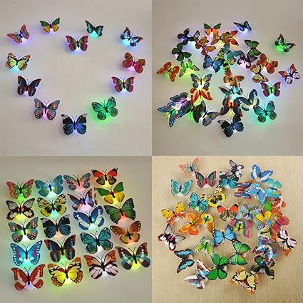 jindaaudio 3D Butterfly Stickers Decoration Led Flash Wall Sticker - 24 Pcs