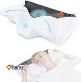 Homca Memory Foam Pillow PL01 in White, 24" x 12 x 5" (60x35x12cm) Black Shape