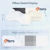 Homca Memory Foam Pillow PL01 in White, 24" x 12 x 5" (60x35x12cm) Black Shape
