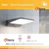 Paulmann Ronas 94334 Solar LED Luminaire IP44 Grey Wall Incl Watt Dark 1 x 5