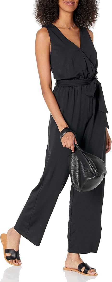 The Drop Women's Caralynmirand Sleeveless Wrap-Jumpsuit XL Black