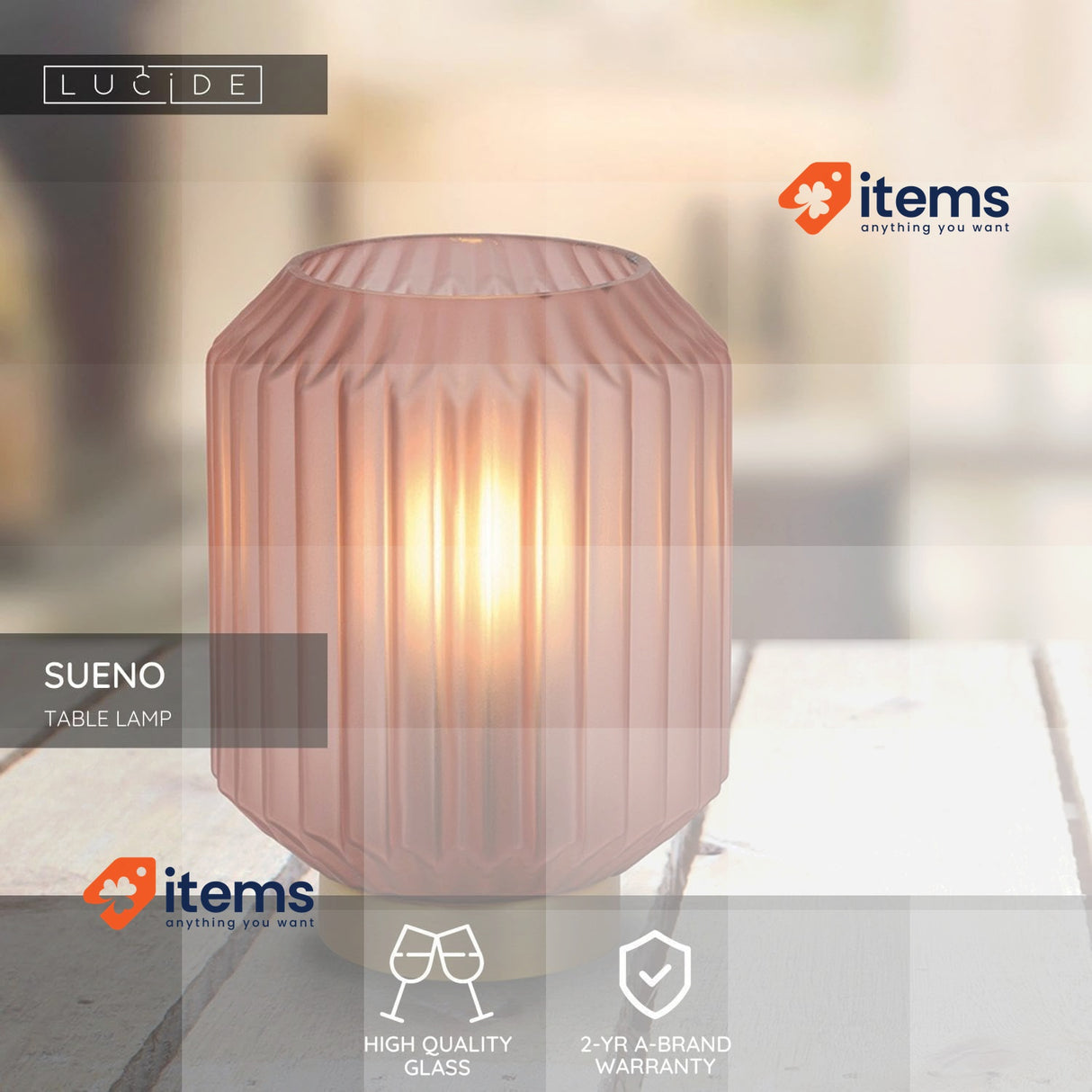 LUCIDE SUENO - Table Lamp - Ø 13 cm - E14 Bulb - Rosa Suitable For LED Glass