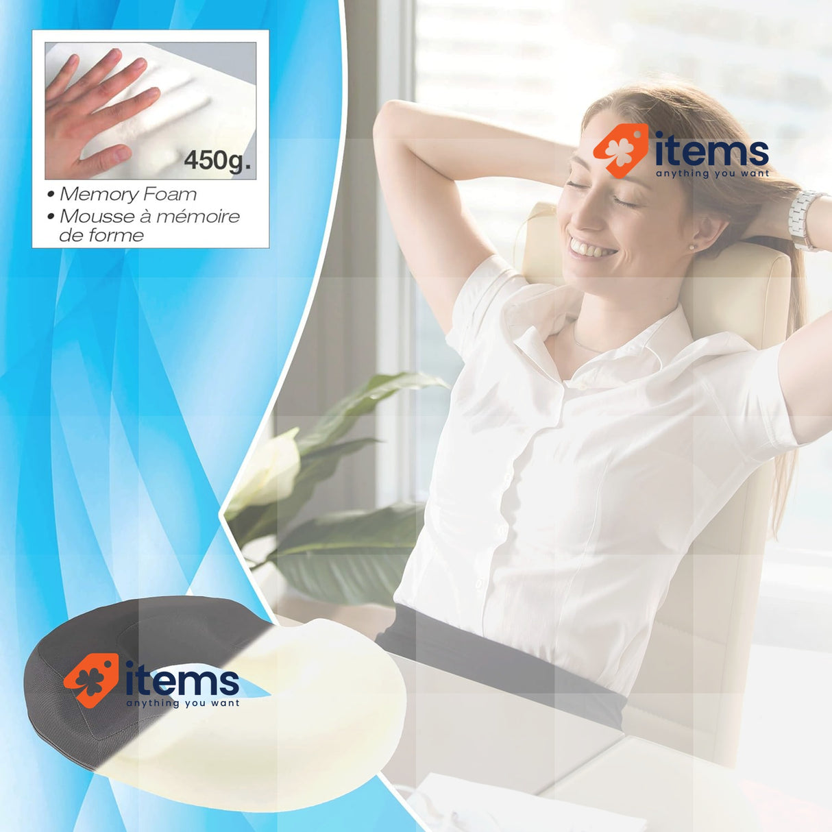 SUMEX Round Pillow With Memory Foam, Ideal For Hemorrhoids, Pregnancy, Coccyx