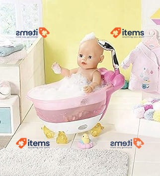 BABY Born 515 831908 EA Bath Bathtub, Colourful Heart-Shaped Kids Cushion Easy