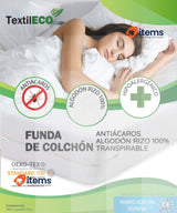 Textileco Mattress Cover 150 Cm Terry Cloth Cotton Full Zip Closure Anti - Dust