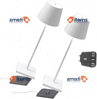 Zafferano Kit 2x Poldina Pro Wireless LED Table Lamp Rechargeable Touch Dimmer
